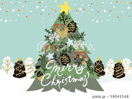 クリスマスツリー 背景素材のイラスト素材
