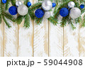 Christmas decorations, blue and white balls on a 59044908