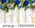 Christmas decorations, blue balls and pine cones 59044909