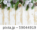 Christmas decorations, white balls and pine cones 59044919