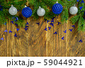 Christmas decorations, blue and white balls on a 59044921