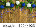Christmas decorations, blue and white balls on a 59044923