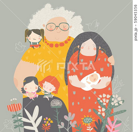 Three Generations Of Women Of Different Ages のイラスト素材