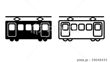 電車鉄道のシンプルアイコンイラスト素材白黒のイラスト素材