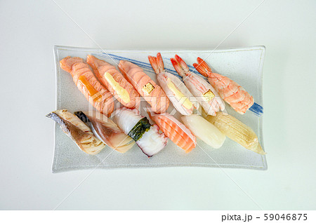 Japanese sushi nigiri of Salmon, Shrimp, Saba, Japanese sushi nigiri of Salmon, Shrimp, Saba, 59046875