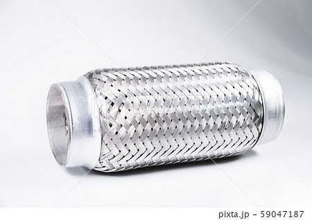 Full-contrast image flexible connection to the exhaust system of a passenger car on a gray gradient 59047187