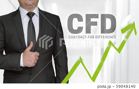 CFD concept and businessman with thumbs up. CFD concept and businessman with thumbs up. 59048140