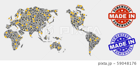 Mosaic Worldwide Map of Industrial Items and Made In Grunge Seal Mosaic Worldwide Map of Industrial Items and Made In Grunge Seal 59048176