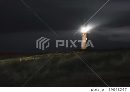 Lighthouse at night on Sylt island, at North sea, Lighthouse at night on Sylt island, at North sea, 59048247