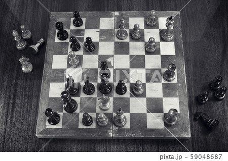 Chess play of the vintage wooden chess Chess play of the vintage wooden chess 59048687
