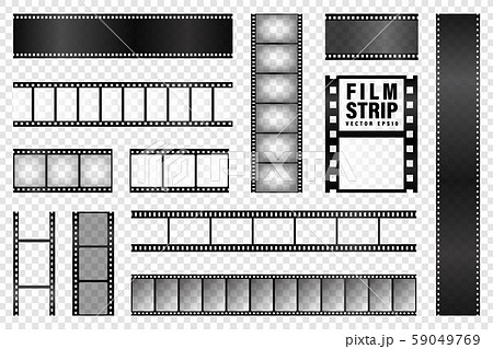 Realistic film strips collection on transparent background. Old retro cinema strip. Vector photo 59049769