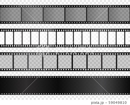Realistic film strips collection on transparent background. Old retro cinema strip. Vector photo 59049810