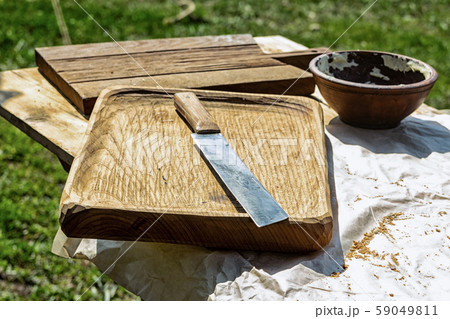 outdoor kitchen plank wooden large solid wood 59049811