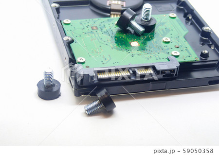 hdd disk closeup circuit board chip white 59050358