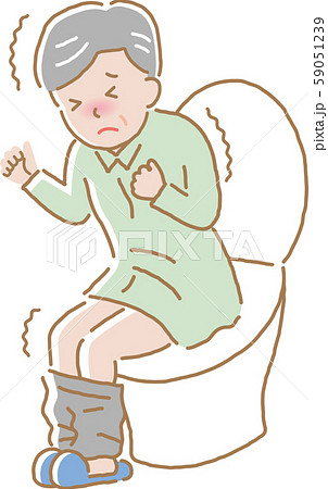トイレ 腹痛 高齢男性のイラスト素材