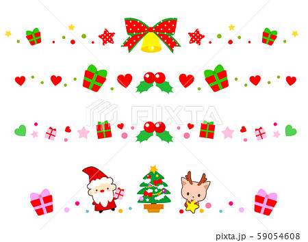 クリスマス ライン素材 アイコン かわいいトナカイとサンタのクリスマス素材のイラスト素材 59054608 Pixta