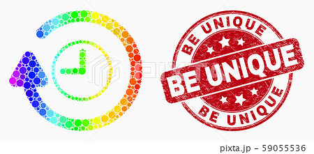 Vector Bright Dot Rotate Clockwise Icon and Scratched Be Unique Stamp Seal 59055536