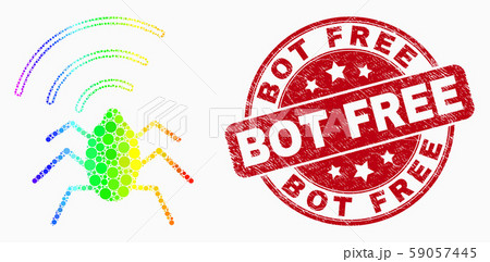 Vector Bright Dotted Radio Bug Icon and Distress Bot Free Stamp Seal 59057445