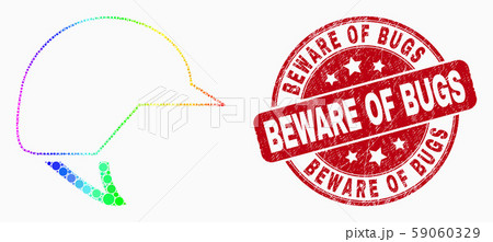 Vector Spectral Dot Motorcycle Helmet Icon and Grunge Beware of Bugs Seal Vector Spectral Dot Motorcycle Helmet Icon and Grunge Beware of Bugs Seal 59060329