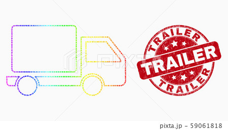 Vector Spectrum Dotted Lorry Icon and Grunge Trailer Seal 59061818