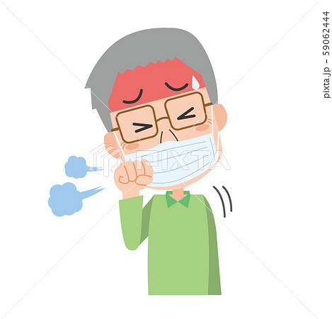 中年男性 咳 マスク 風邪 肺炎 体調不良のイラスト素材