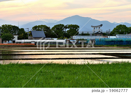 夕焼けの寒川田園風景 59062777