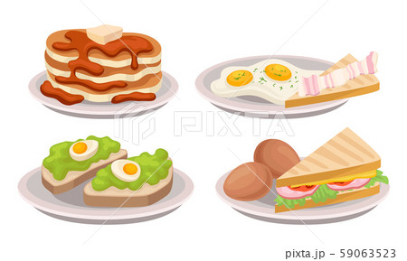 Delicious Breakfast Meal Vector Items Isolated On White Background Delicious Breakfast Meal Vector Items Isolated On White Background 59063523