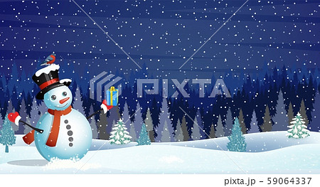 cute snowman decorating a Christmas tree 59064337