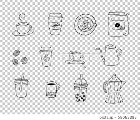 Coffee set monochrome - Stock Illustration [59065888] - PIXTA