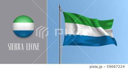 Sierra Leone waving flag on flagpole and round icon vector illustration 59067224