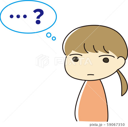 疑問を抱く無表情な女性のイラスト 疑問を抱く無表情な女性のイラスト 59067350
