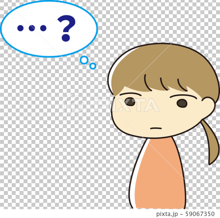 疑問を抱く無表情な女性のイラスト 疑問を抱く無表情な女性のイラスト 59067350
