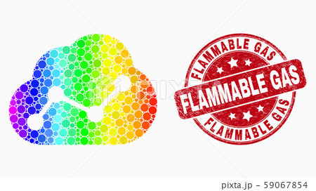 Vector Spectral Pixelated Cloud Chart Icon and Distress Flammable Gas Watermark 59067854