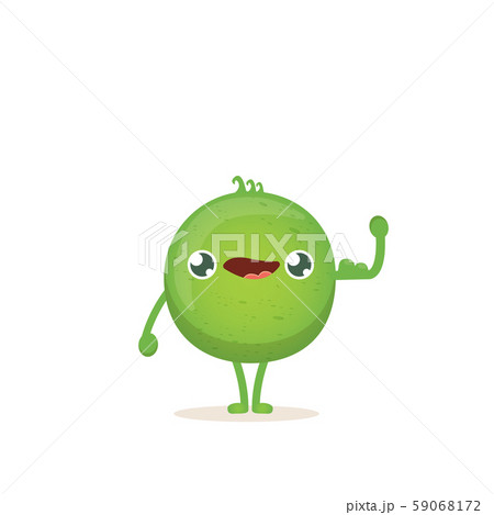 cartoon happy tiny baby pea character isolated on white background. vegetable funky character 59068172