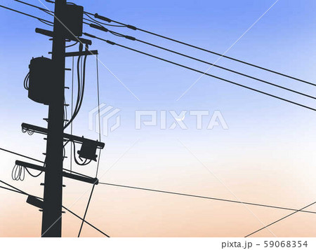 三日月と電柱　夕暮れ 59068354