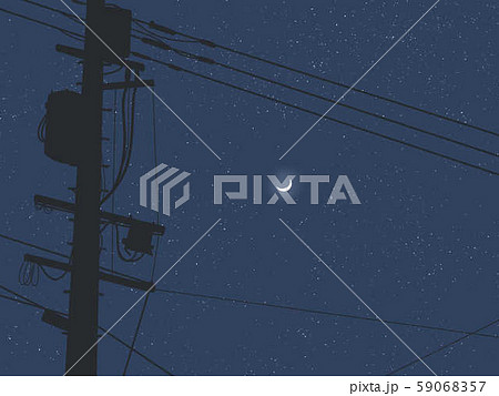 三日月と電柱　夜 59068357