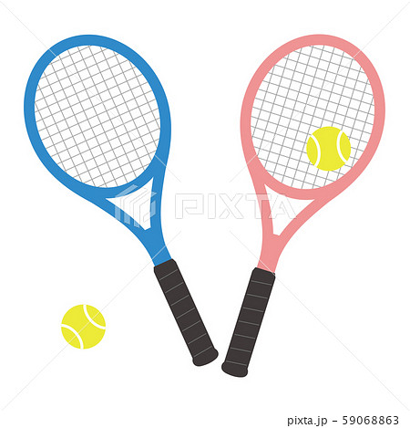 テニスラケットとテニスボールのセット ベクターイラストのイラスト素材
