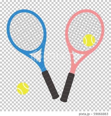 テニスラケットとテニスボールのセット ベクターイラストのイラスト素材