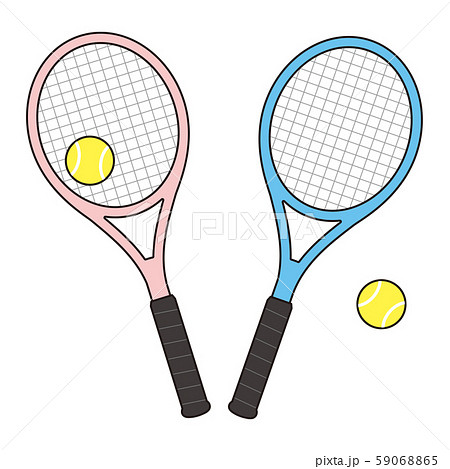 テニスラケットとテニスボールのセット ベクターイラストのイラスト素材 59068865 Pixta