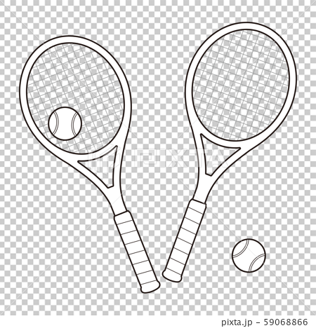 テニスラケットとテニスボールのセット ぬりえ ベクターイラストのイラスト素材