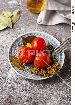 Homemade pickled tomato with spices 59068915