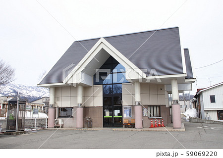 飯山線 戸狩野沢温泉駅の写真素材