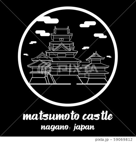 Circle icon line Matsumoto castle. vector illustration 59069812