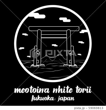 Circle icon line Meotoiwa White Torii. vector illustration Circle icon line Meotoiwa White Torii. vector illustration 59069813
