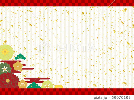 正月 金紙吹雪 和花 背景のイラスト素材