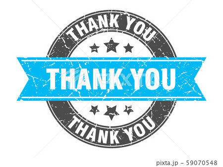 thank you round stamp with turquoise ribbon. thank 59070548