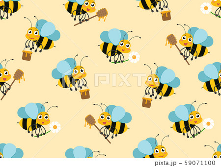 Seamless pattern of cute cartoon bee character Seamless pattern of cute cartoon bee character 59071100