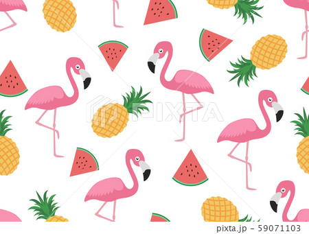 Seamless pattern of cute flamingo with slice Seamless pattern of cute flamingo with slice 59071103