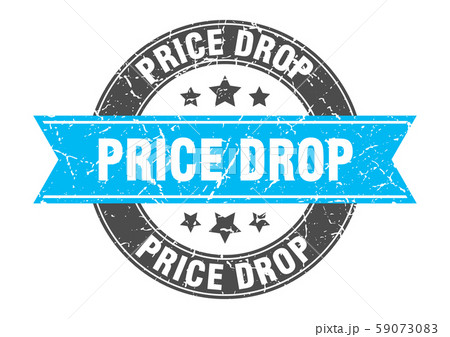 price drop round stamp with turquoise ribbon. 59073083