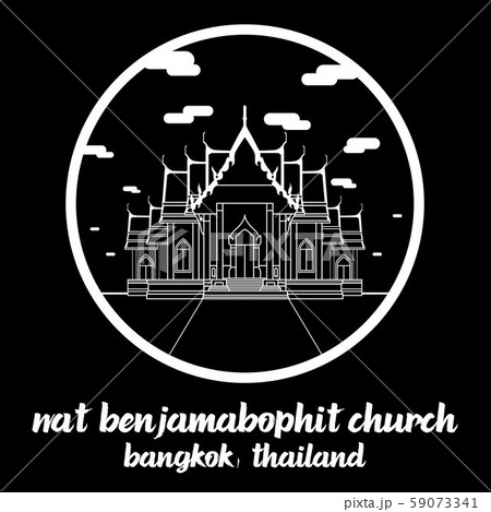 Circle icon line Wat Benjamabophit church. vector illustration 59073341